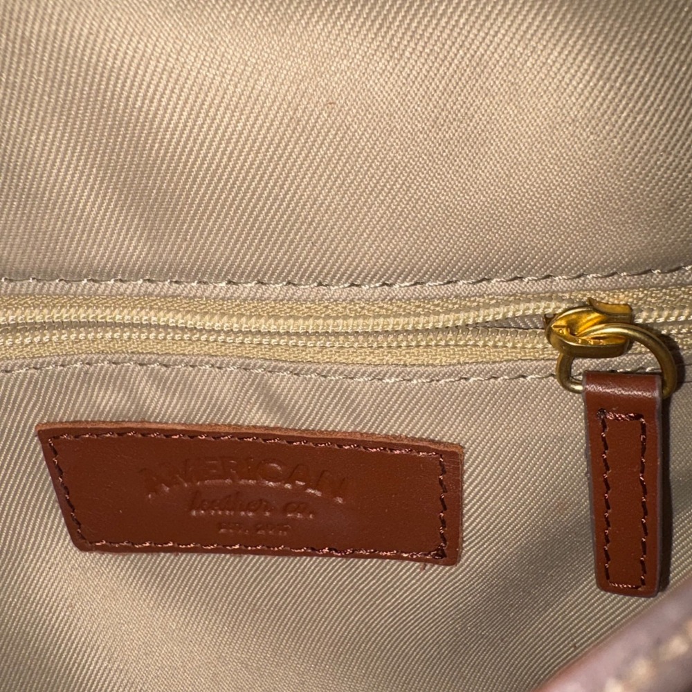 American Leather Co Mahogany Brown Suede Leather Quilted Crossbody Saddle Bag - Picture 5 of 11